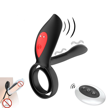 Delay Ejaculation Penis Vibrator With Double Cock Ring / Nipples Massager for Men / Adult Sex Toys - EVE's SECRETS